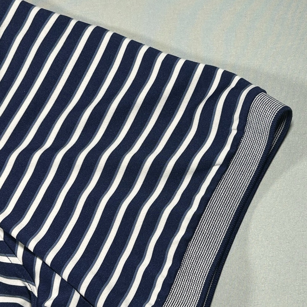 Greyson Polo Shirt Mens Large Navy White Striped Golf Knit Collar Stretch Wolf - Picture 3 of 6